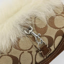 Coach Signature Accessory Pouch Canvas Beige Silver Auth 189969A-11