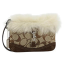 Coach Signature Accessory Pouch Canvas Beige Silver Auth 189969A-13