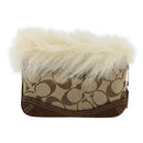 Coach Signature Accessory Pouch Canvas Beige Silver Auth 189969A-2