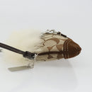 Coach Signature Accessory Pouch Canvas Beige Silver Auth 189969A-4