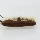 Coach Signature Accessory Pouch Canvas Beige Silver Auth 189969A-5