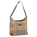 Burberrys Nova Check Shoulder Bag Canvas Beige Gold Auth 189972A-1