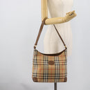 Burberrys Nova Check Shoulder Bag Canvas Beige Gold Auth 189972A-20