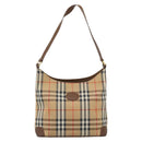 Burberrys Nova Check Shoulder Bag Canvas Beige Gold Auth 189972A-13