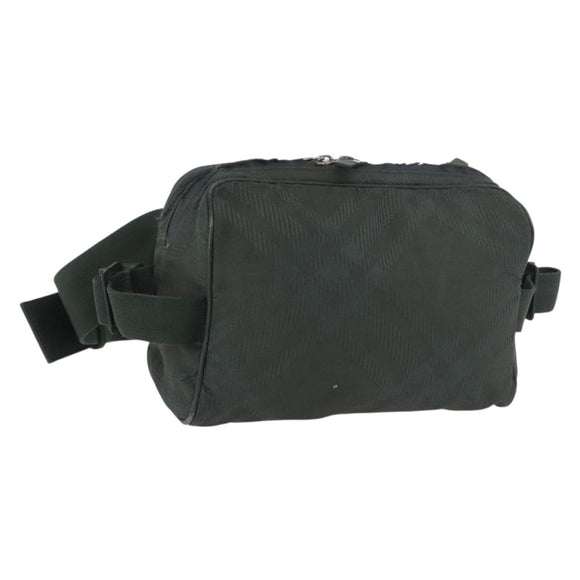 BURBERRY Nova Check Body Bag Nylon Green Silver Auth 189973