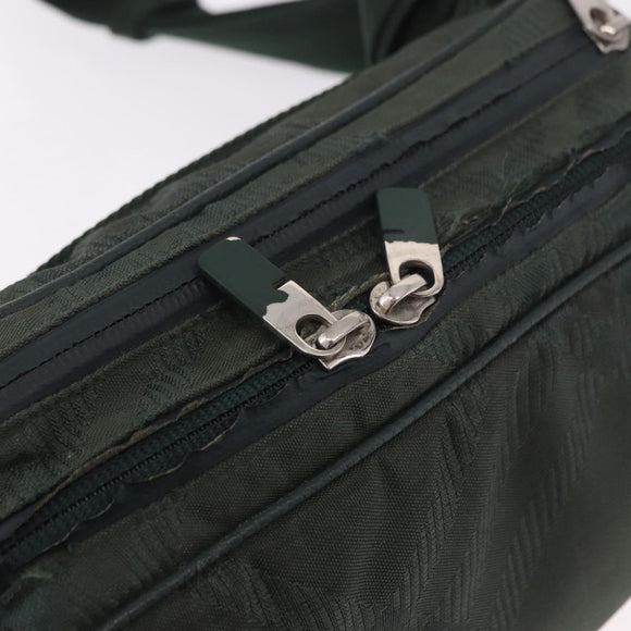 BURBERRY Nova Check Body Bag Nylon Green Silver Auth 189973