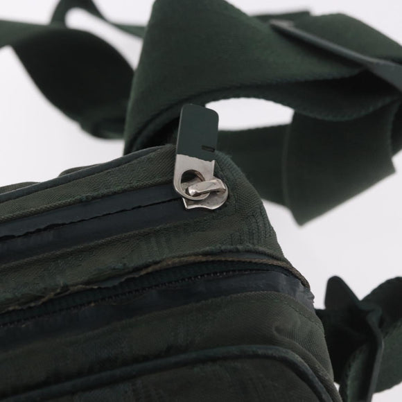 BURBERRY Nova Check Body Bag Nylon Green Silver Auth 189973