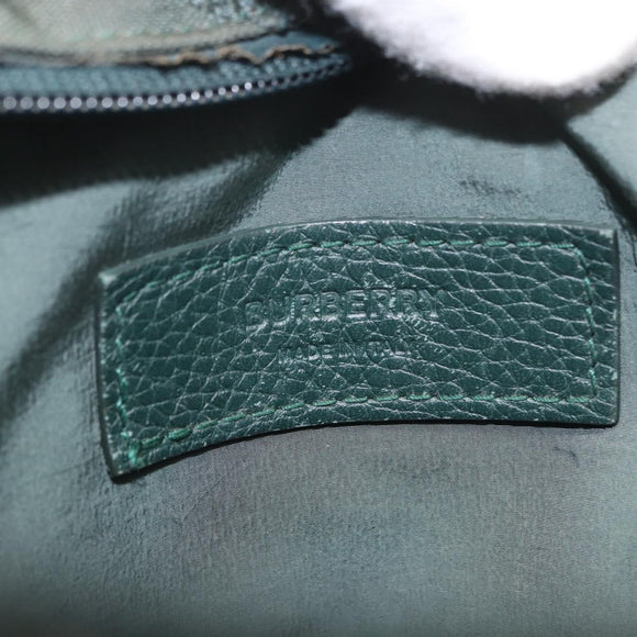 BURBERRY Nova Check Body Bag Nylon Green Silver Auth 189973