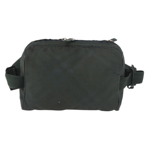 BURBERRY Nova Check Body Bag Nylon Green Silver Auth 189973