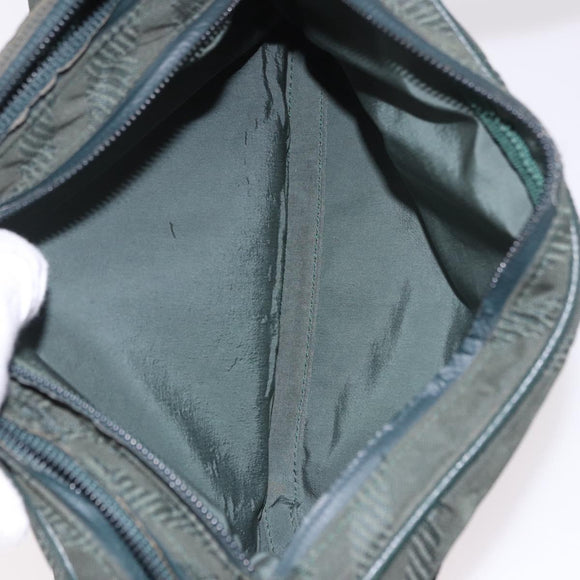 BURBERRY Nova Check Body Bag Nylon Green Silver Auth 189973