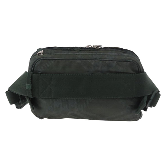 BURBERRY Nova Check Body Bag Nylon Green Silver Auth 189973