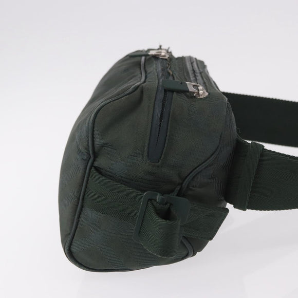 BURBERRY Nova Check Body Bag Nylon Green Silver Auth 189973
