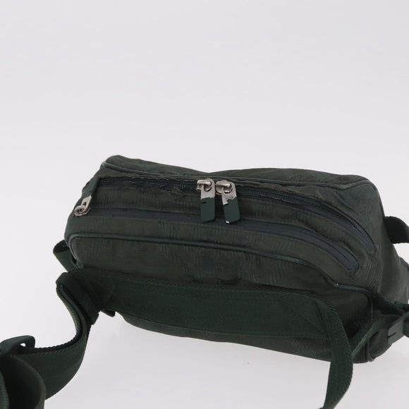 BURBERRY Nova Check Body Bag Nylon Green Silver Auth 189973