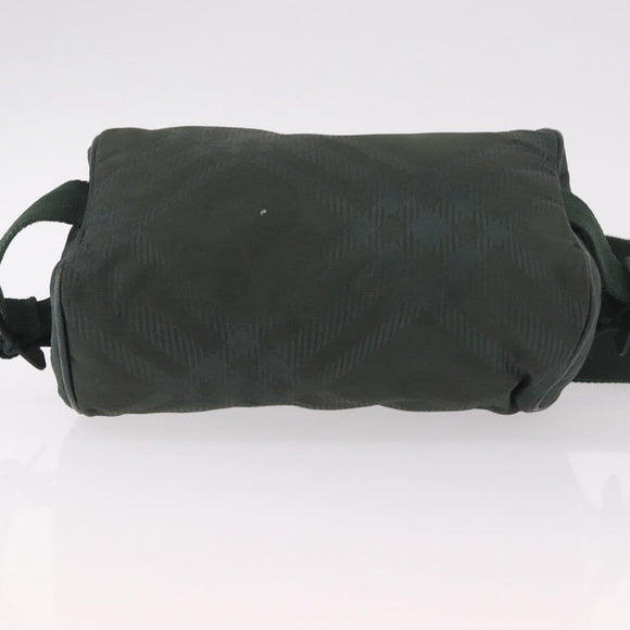 BURBERRY Nova Check Body Bag Nylon Green Silver Auth 189973
