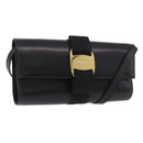 Salvatore Ferragamo Vala Shoulder Bag Leather Black Gold Auth 189974A-1