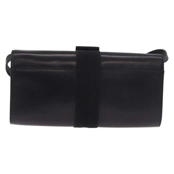 Salvatore Ferragamo Vala Shoulder Bag Leather Black Gold Auth 189974A