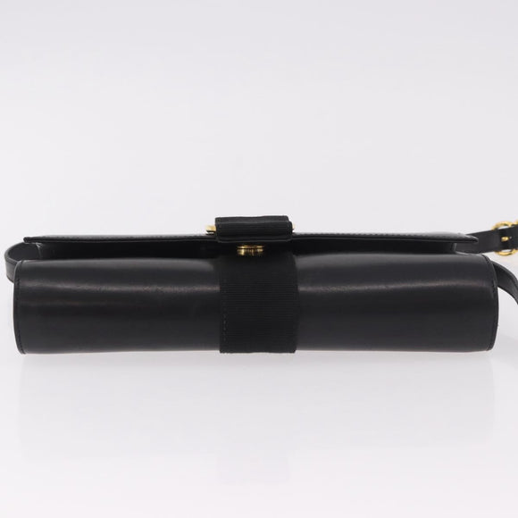 Salvatore Ferragamo Vala Shoulder Bag Leather Black Gold Auth 189974A