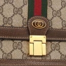 GUCCI GG Supreme Web Sherry Line Shoulder Bag PVC Beige Gold Auth 189976-17