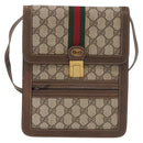 GUCCI GG Supreme Web Sherry Line Shoulder Bag PVC Beige Gold Auth 189976-13