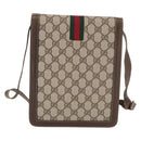 GUCCI GG Supreme Web Sherry Line Shoulder Bag PVC Beige Gold Auth 189976-2