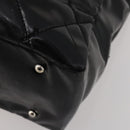 CHANEL Paris Biarritz GM Tote Bag Coated Canvas Black Silver CC Auth 189981-8