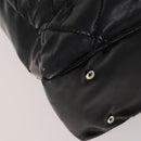 CHANEL Paris Biarritz GM Tote Bag Coated Canvas Black Silver CC Auth 189981-15