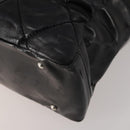 CHANEL Paris Biarritz GM Tote Bag Coated Canvas Black Silver CC Auth 189981-16