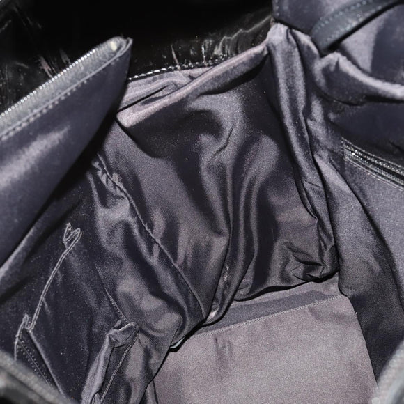 CHANEL Paris Biarritz GM Tote Bag Coated Canvas Black Silver CC Auth 189981