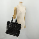 CHANEL Paris Biarritz GM Tote Bag Coated Canvas Black Silver CC Auth 189981-25