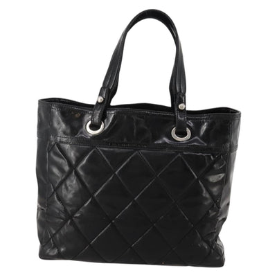 CHANEL Paris Biarritz GM Tote Bag Coated Canvas Black Silver CC Auth 189981 - 0