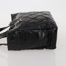 CHANEL Paris Biarritz GM Tote Bag Coated Canvas Black Silver CC Auth 189981-4