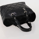 CHANEL Paris Biarritz GM Tote Bag Coated Canvas Black Silver CC Auth 189981-6