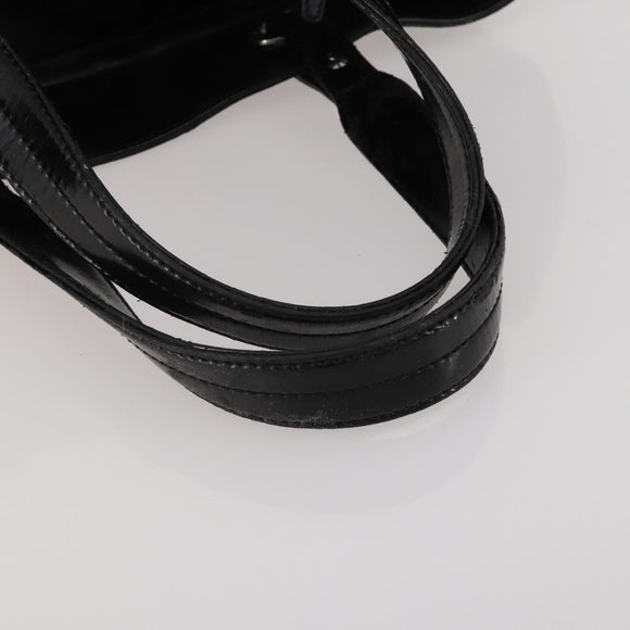 CHANEL Paris Biarritz GM Tote Bag Coated Canvas Black Silver CC Auth 189981