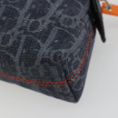 Christian Dior Trotter Canvas Cosmetic Pouch Denim Navy Silver Auth 189982A-10