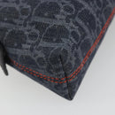 Christian Dior Trotter Canvas Cosmetic Pouch Denim Navy Silver Auth 189982A-11