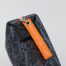 Christian Dior Trotter Canvas Cosmetic Pouch Denim Navy Silver Auth 189982A-12