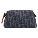 Christian Dior Trotter Canvas Cosmetic Pouch Denim Navy Silver Auth 189982A-2