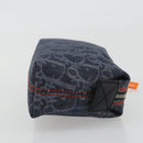 Christian Dior Trotter Canvas Cosmetic Pouch Denim Navy Silver Auth 189982A-4