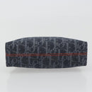 Christian Dior Trotter Canvas Cosmetic Pouch Denim Navy Silver Auth 189982A-7
