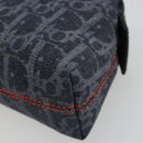 Christian Dior Trotter Canvas Cosmetic Pouch Denim Navy Silver Auth 189982A-8