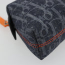 Christian Dior Trotter Canvas Cosmetic Pouch Denim Navy Silver Auth 189982A-9