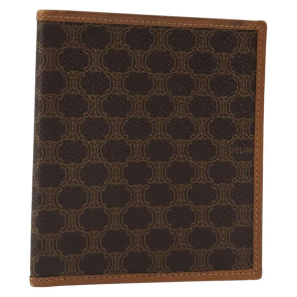 CELINE Macadam Canvas Compact Wallet PVC Leather Brown Auth 189986A