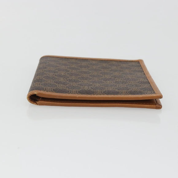 CELINE Macadam Canvas Compact Wallet PVC Leather Brown Auth 189986A