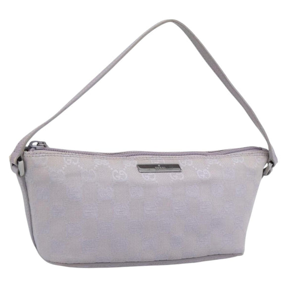 GUCCI GG Canvas Accessory Pouch Lavende Silver 07198 Auth 189988A