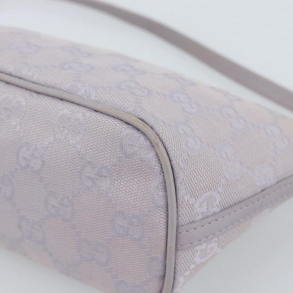 GUCCI GG Canvas Accessory Pouch Lavende Silver 07198 Auth 189988A