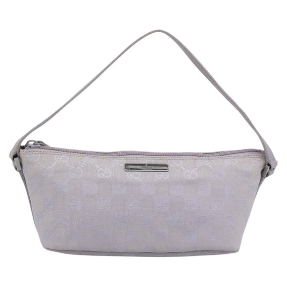 GUCCI GG Canvas Accessory Pouch Lavende Silver 07198 Auth 189988A