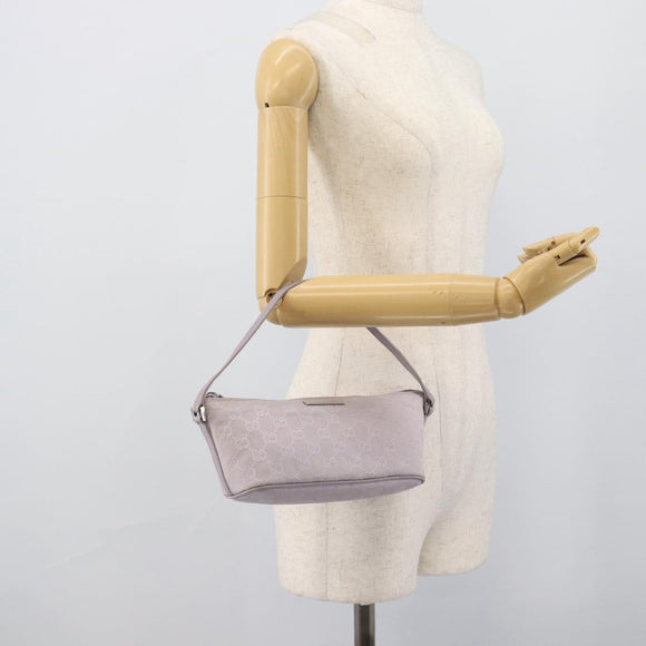 GUCCI GG Canvas Accessory Pouch Lavende Silver 07198 Auth 189988A