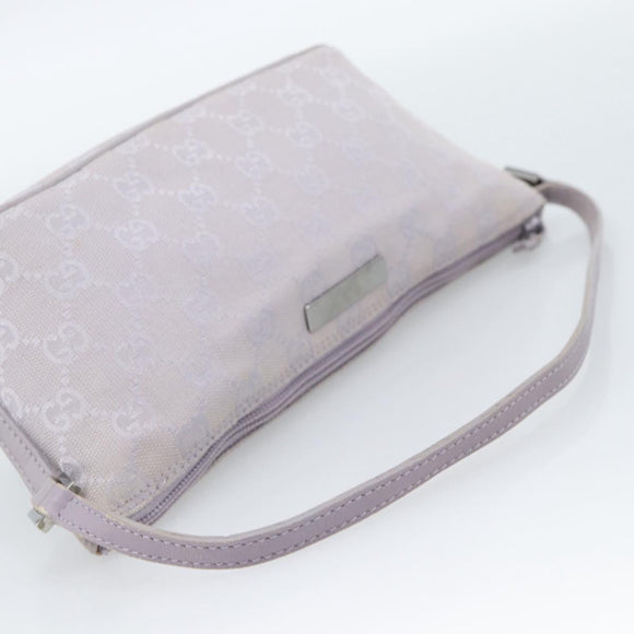 GUCCI GG Canvas Accessory Pouch Lavende Silver 07198 Auth 189988A