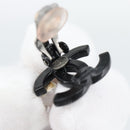CHANEL COCO Mark Earring Metal Black CC Auth 189989A-11