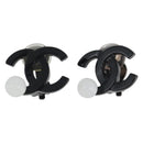 CHANEL COCO Mark Earring Metal Black CC Auth 189989A-2